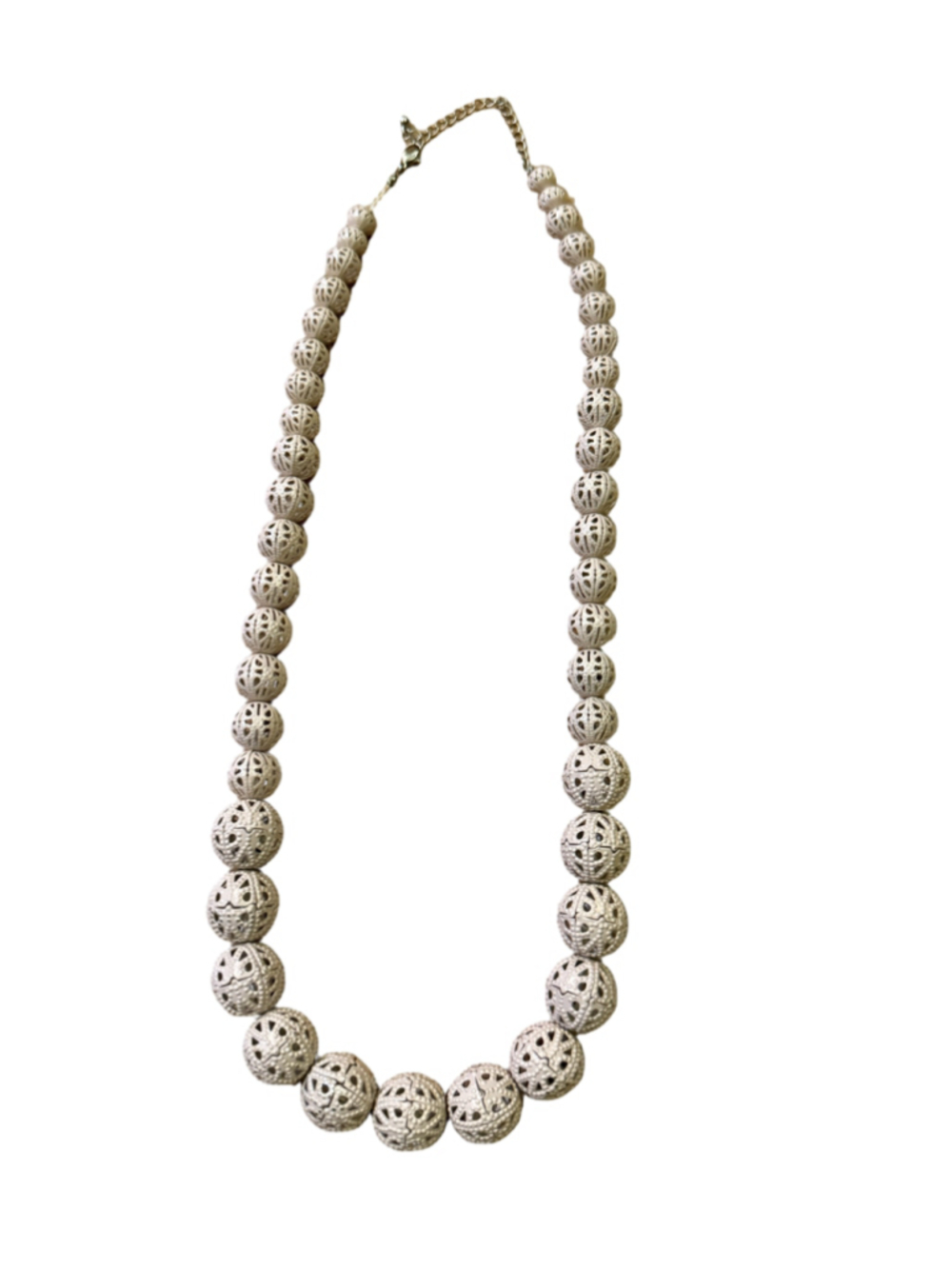 Beige Enamel Beaded Sphere Necklace
